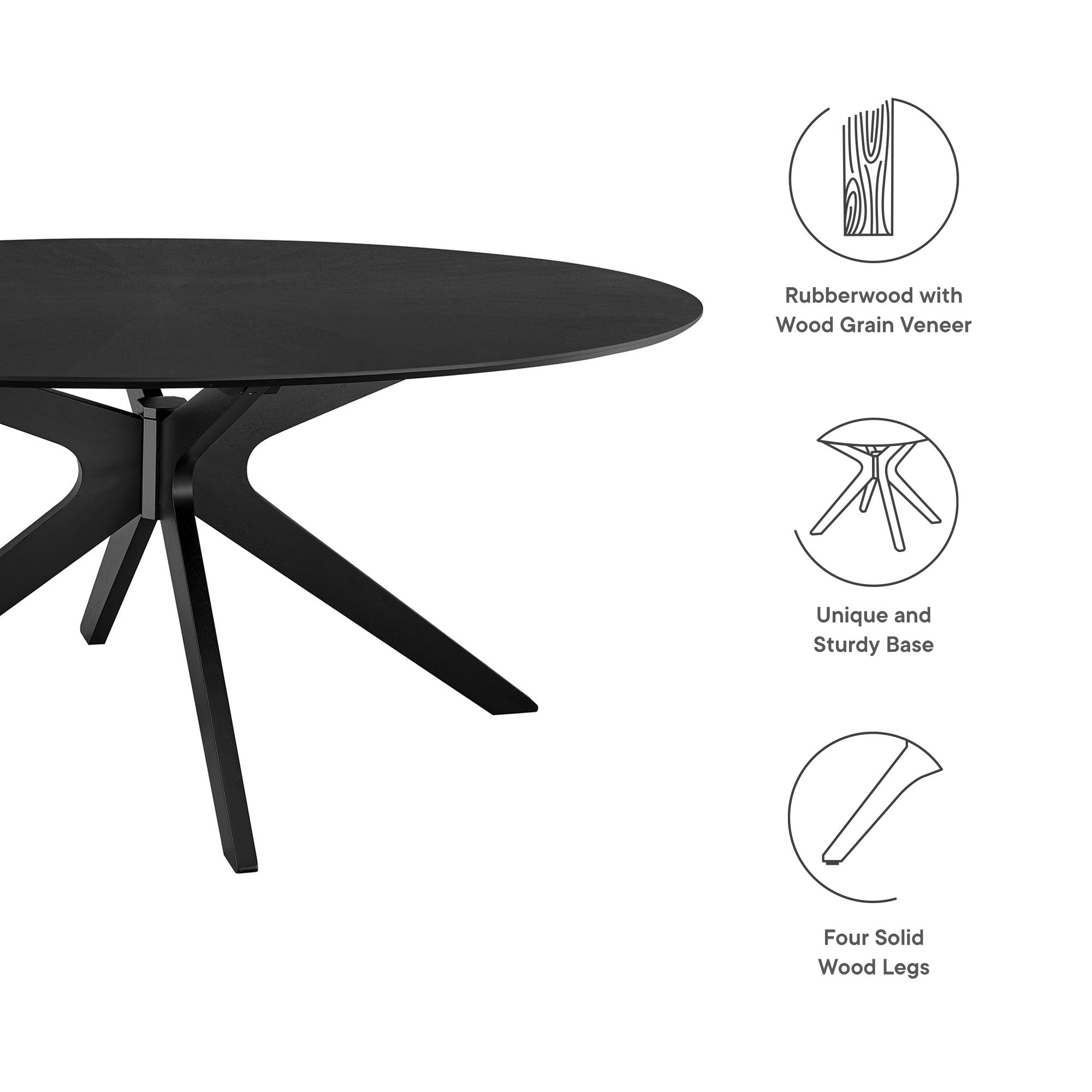 Crossroads 71" Oval Wood Dining Table - Black