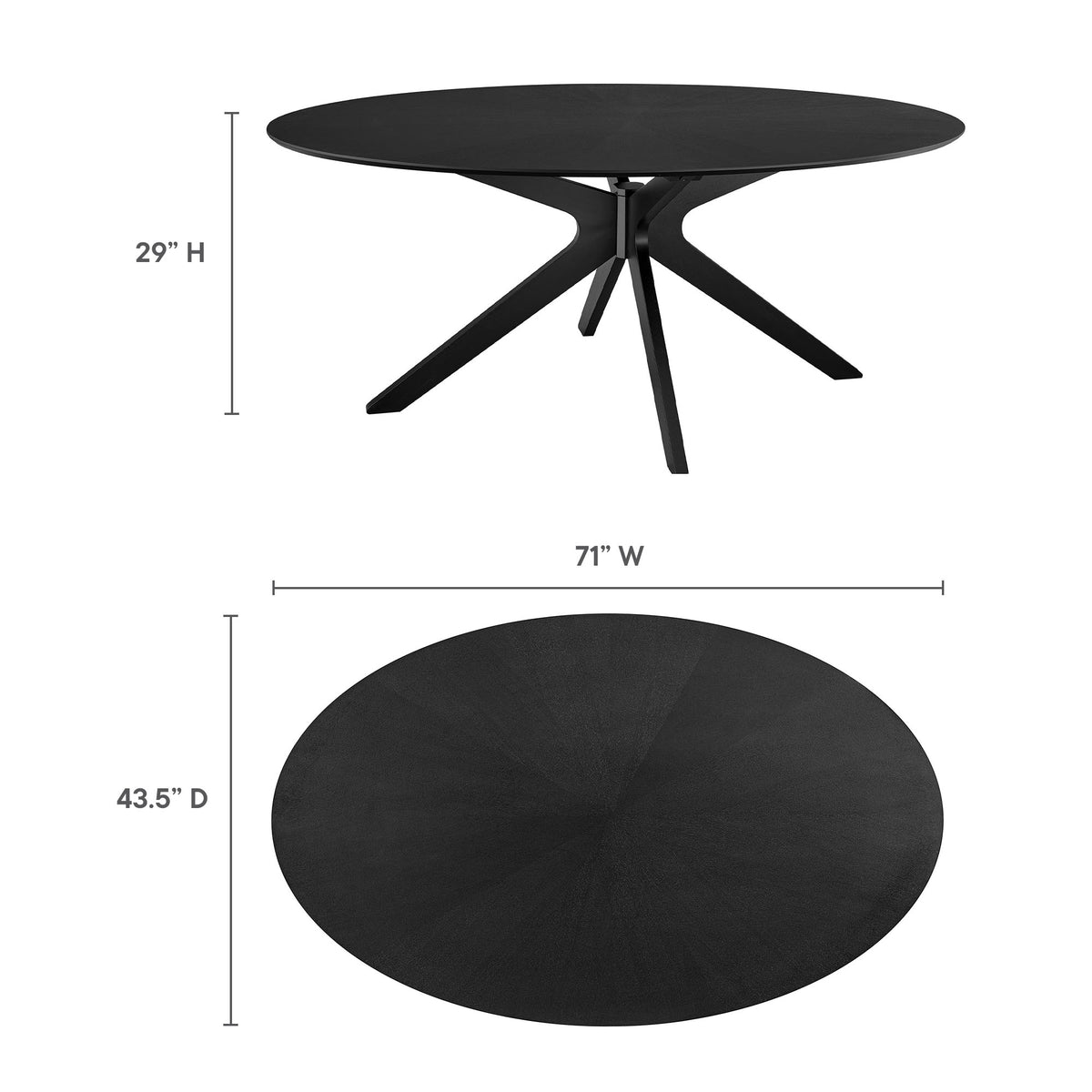 Crossroads 71" Oval Wood Dining Table - Black