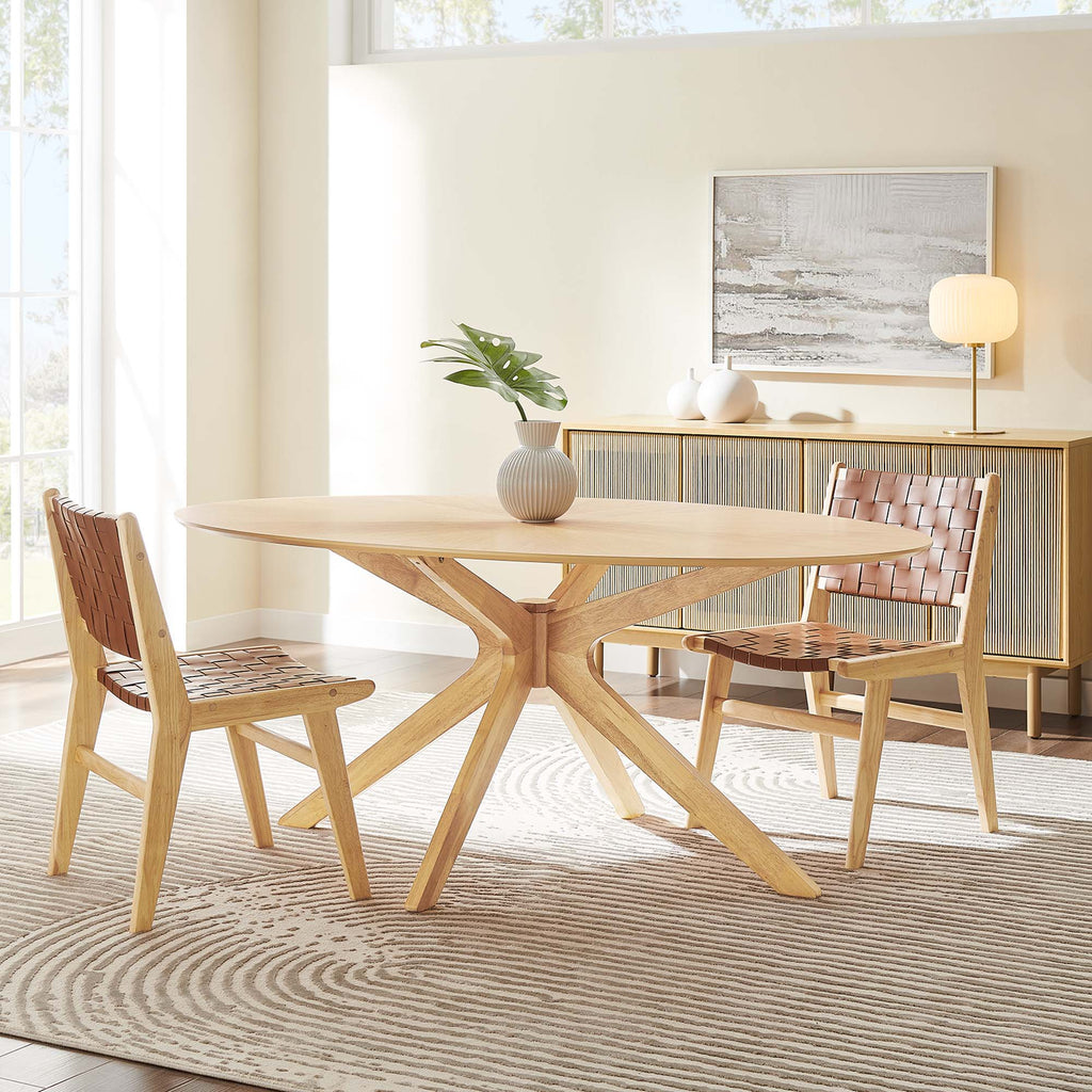 Crossroads 71" Oval Wood Dining Table - Oak