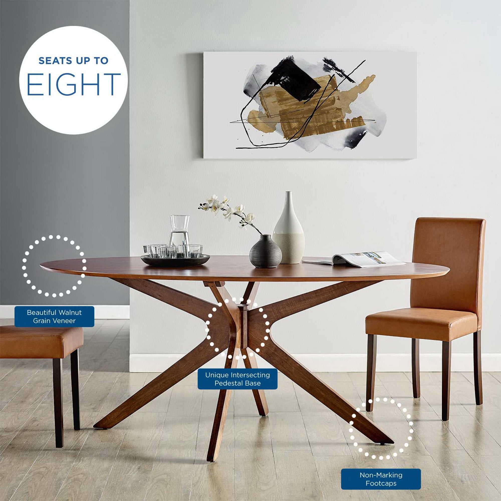 Crossroads 71" Oval Wood Dining Table - Walnut