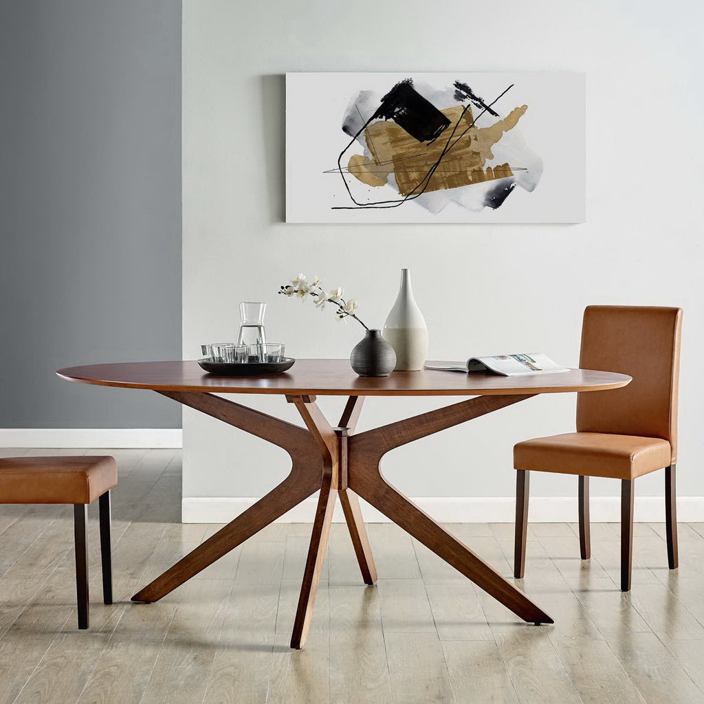 Crossroads 71" Oval Wood Dining Table - Walnut