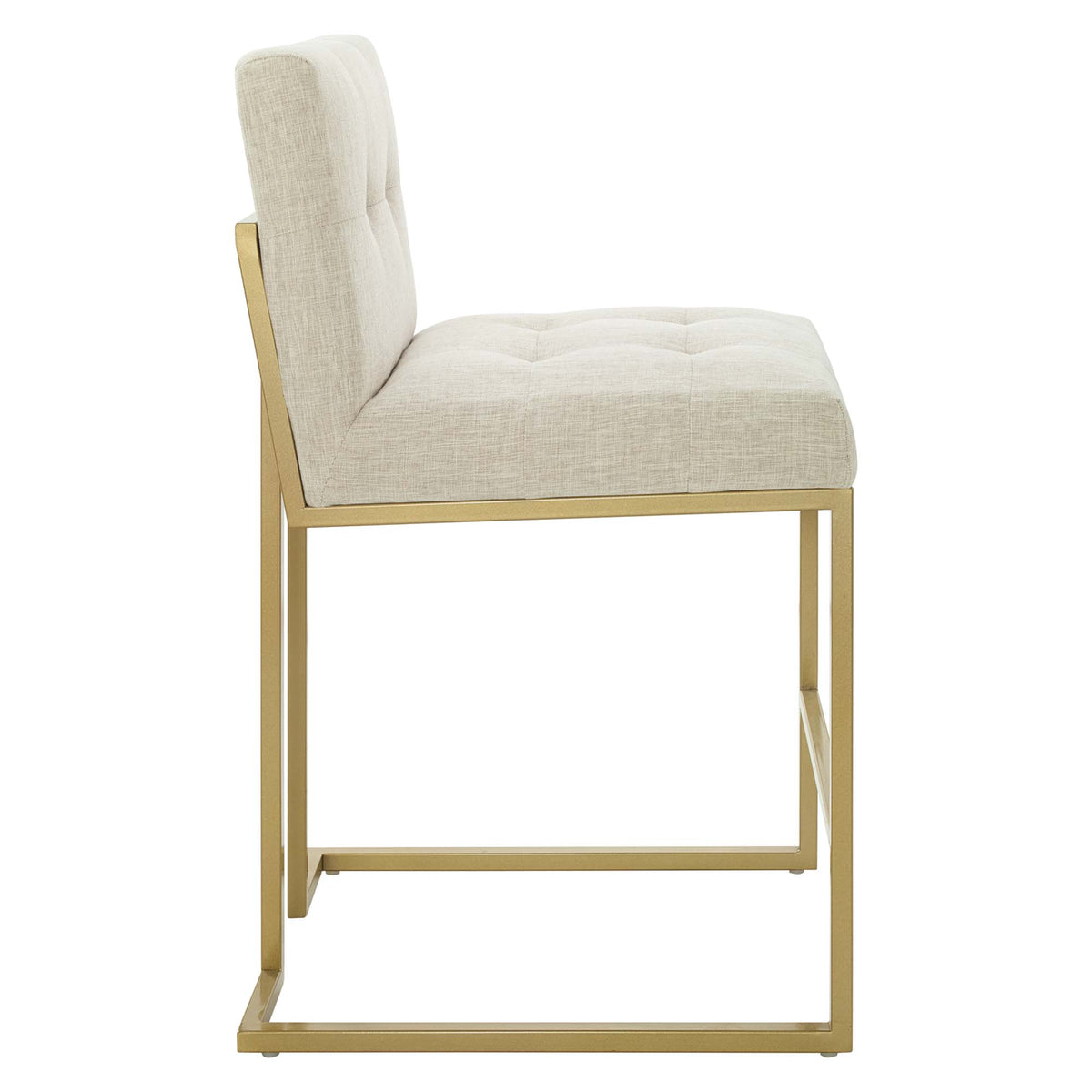 Privy Gold Stainless Steel Upholstered Fabric Counter Stool - Gold Beige