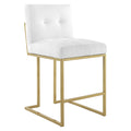 Privy Gold Stainless Steel Upholstered Fabric Counter Stool - Gold White