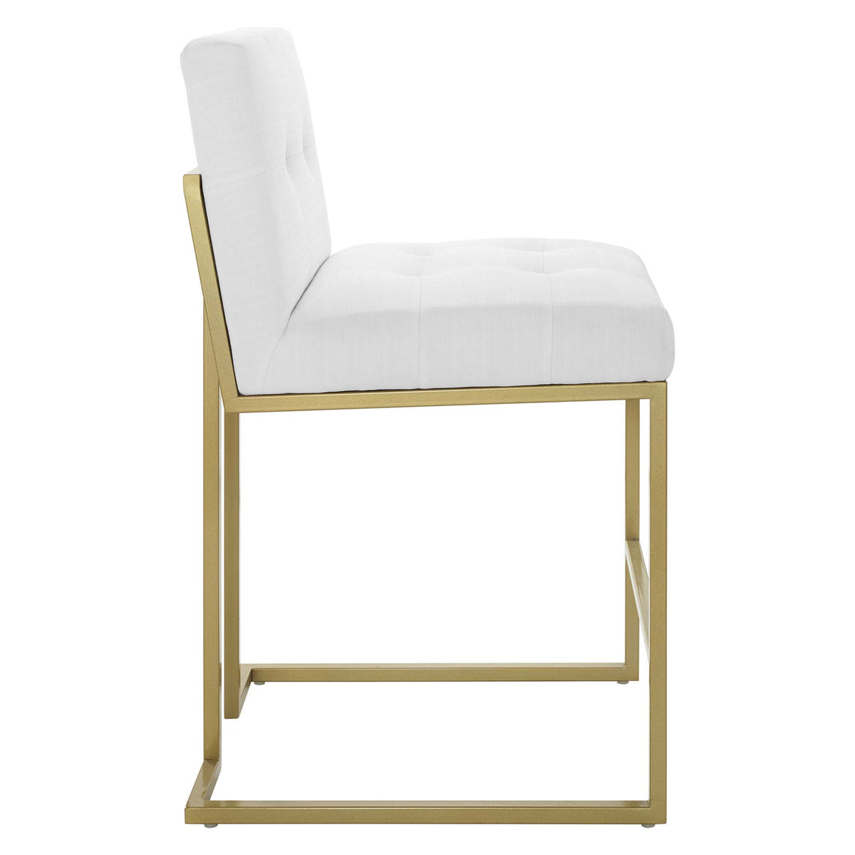 Privy Gold Stainless Steel Upholstered Fabric Counter Stool - Gold White