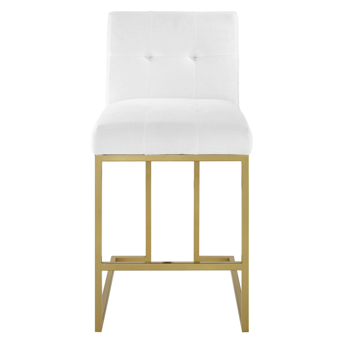 Privy Gold Stainless Steel Upholstered Fabric Counter Stool - Gold White