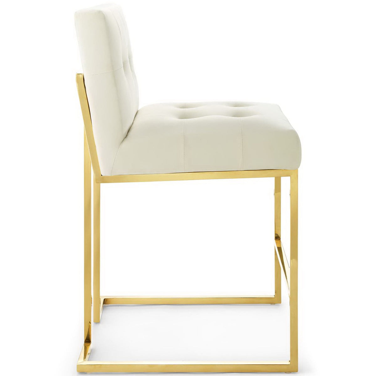 Privy Gold Stainless Steel Performance Velvet Counter Stool - Gold Ivory