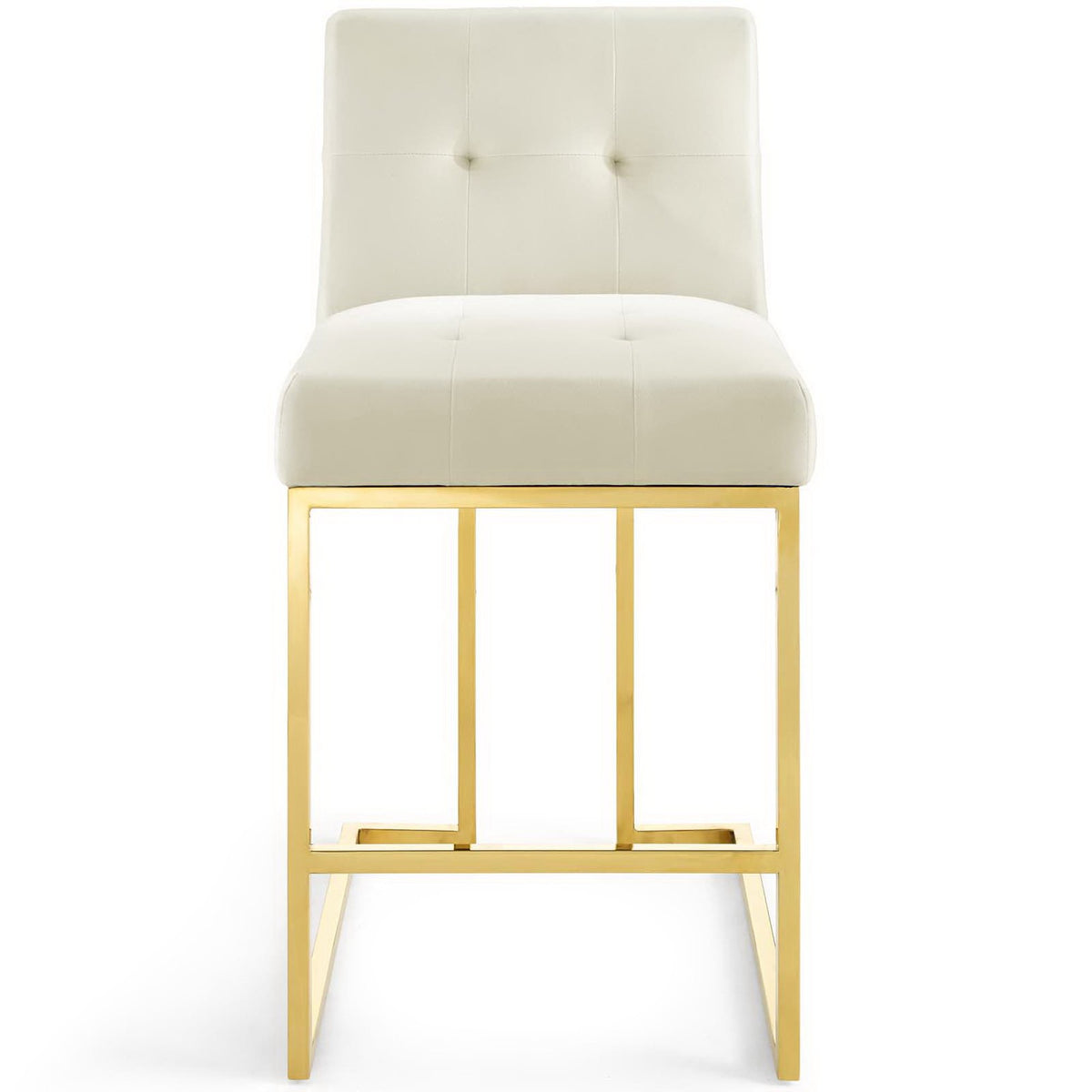 Privy Gold Stainless Steel Performance Velvet Counter Stool - Gold Ivory
