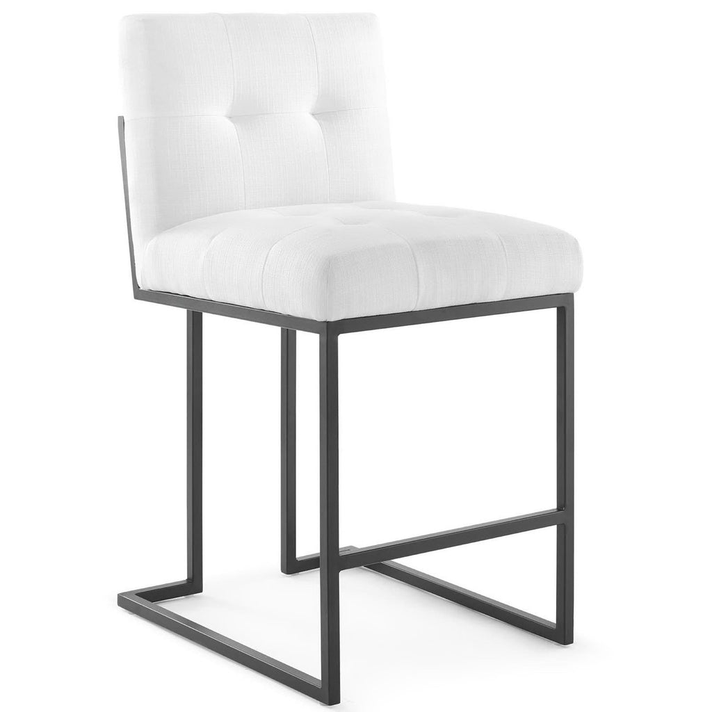 Privy Black Stainless Steel Upholstered Fabric Counter Stool - Black White