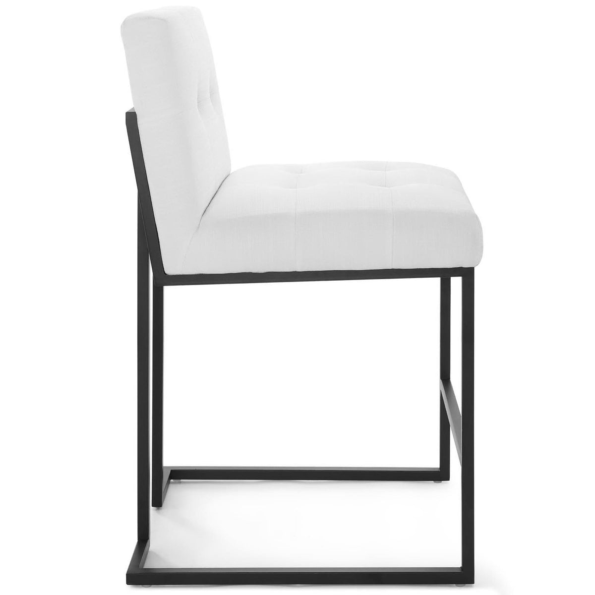 Privy Black Stainless Steel Upholstered Fabric Counter Stool - Black White
