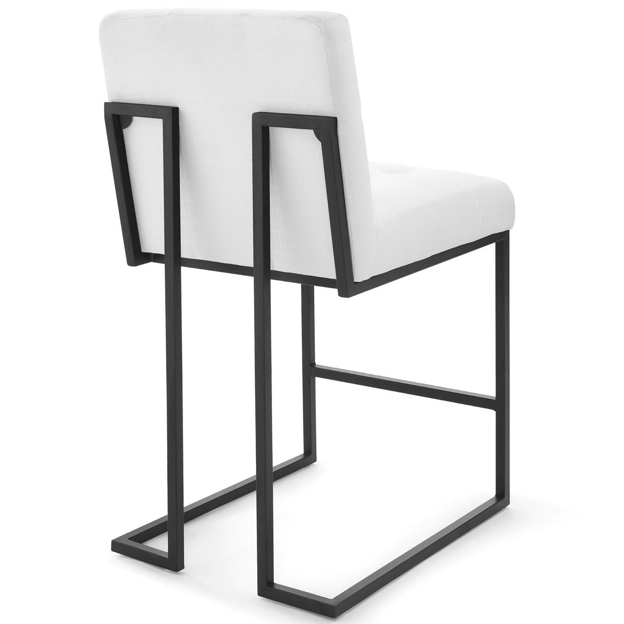 Privy Black Stainless Steel Upholstered Fabric Counter Stool - Black White