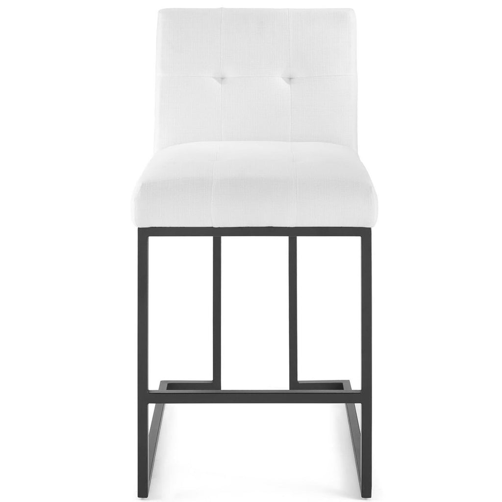 Privy Black Stainless Steel Upholstered Fabric Counter Stool - Black White