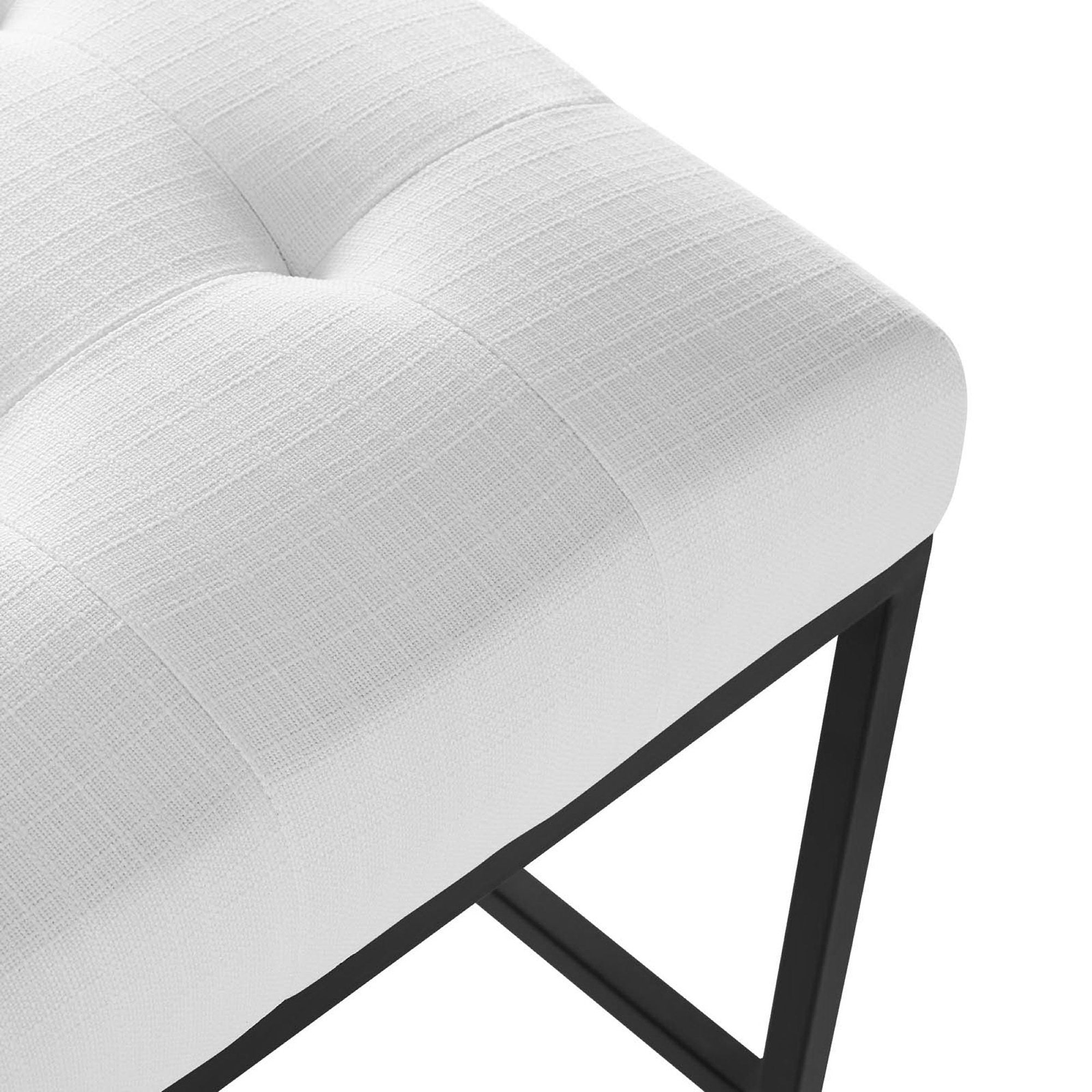 Privy Black Stainless Steel Upholstered Fabric Counter Stool - Black White