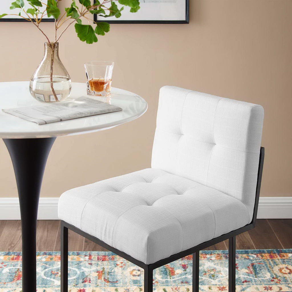 Privy Black Stainless Steel Upholstered Fabric Counter Stool - Black White