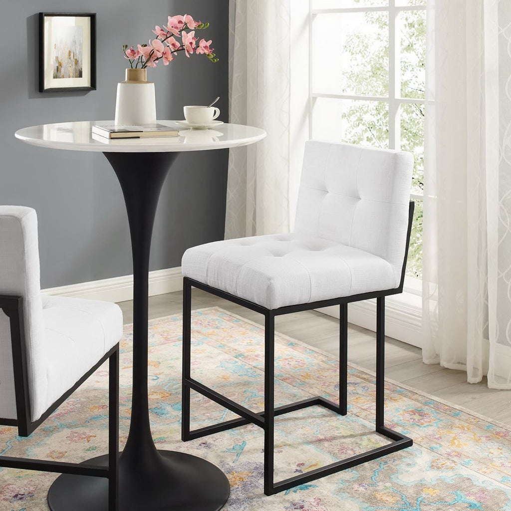 Privy Black Stainless Steel Upholstered Fabric Counter Stool - Black White