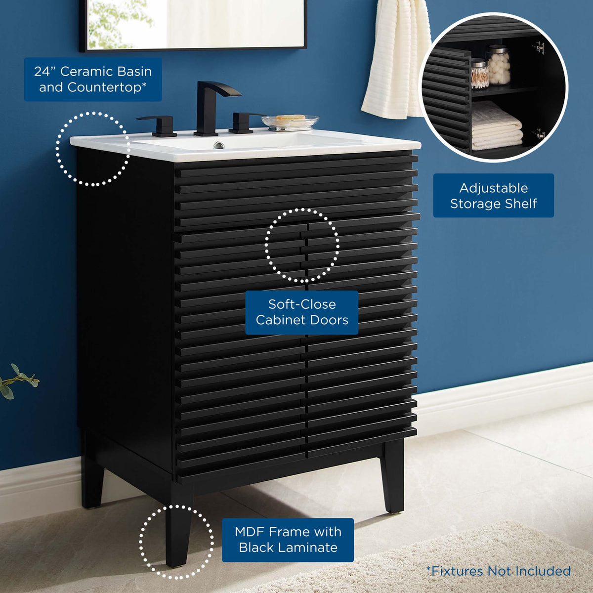 Render 24" Bathroom Vanity - Black White