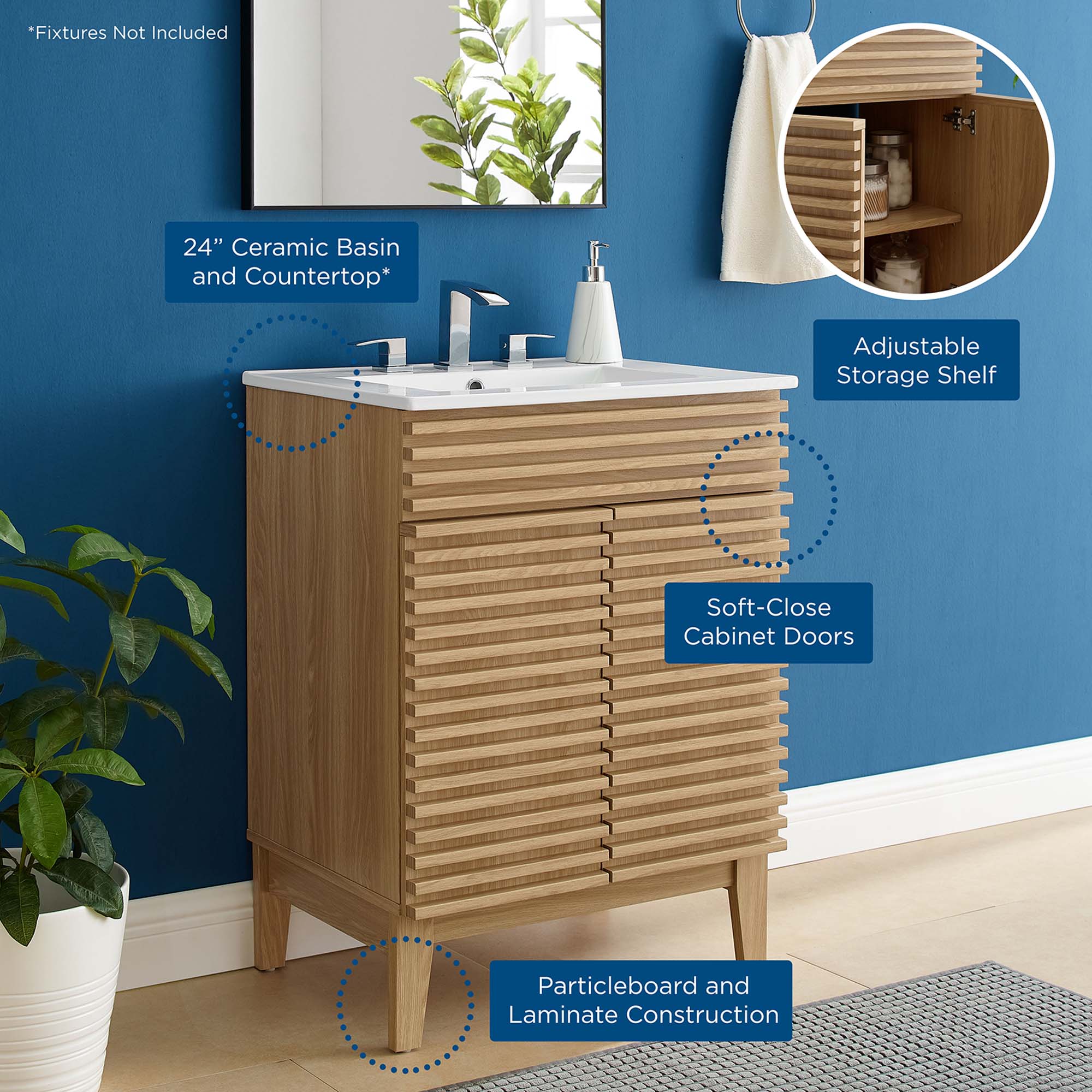 Render 24" Bathroom Vanity - Oak White
