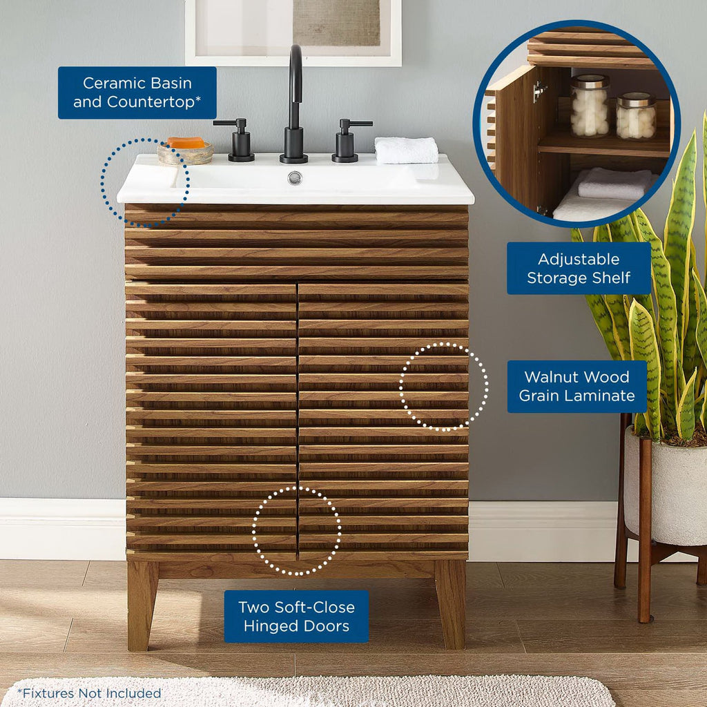 Render 24" Bathroom Vanity - Walnut White