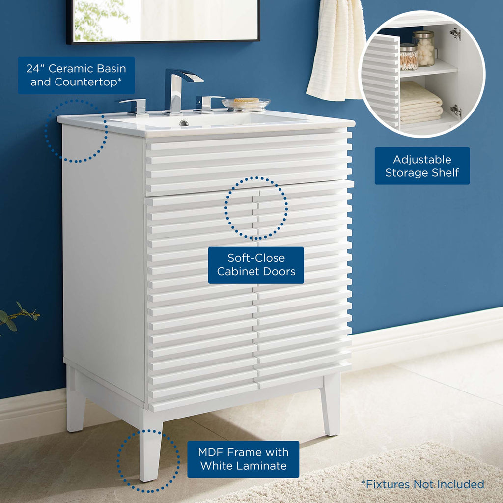 Render 24" Bathroom Vanity - White White