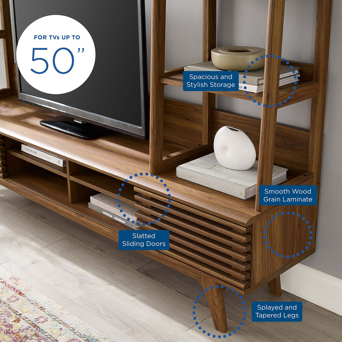 Render TV Stand Entertainment Center - Walnut