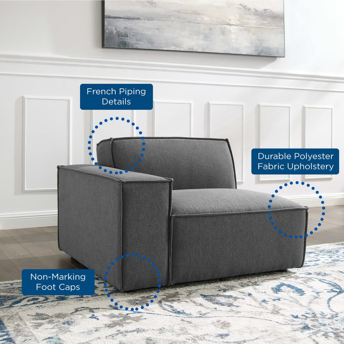 Restore Left-Arm Sectional Sofa Chair - Charcoal