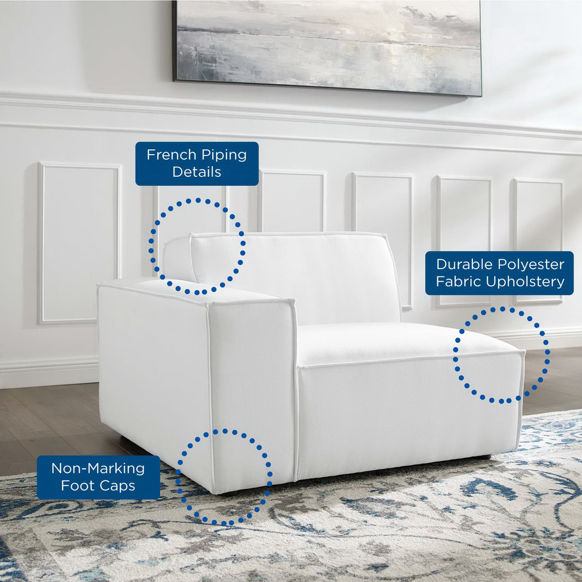 Restore Left-Arm Sectional Sofa Chair - White
