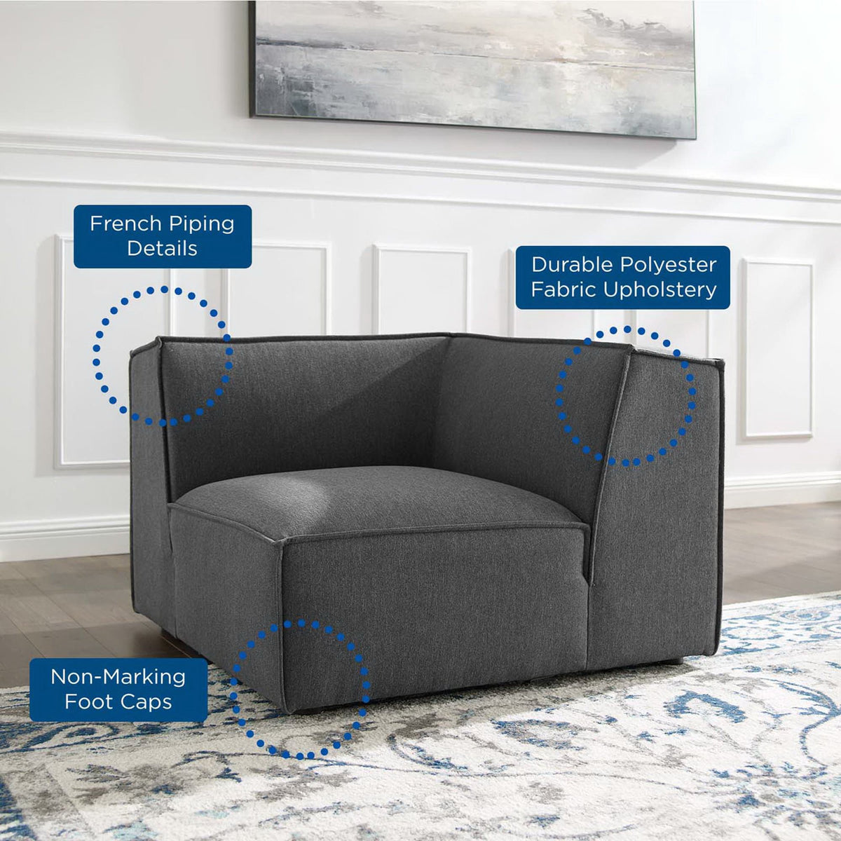 Restore Sectional Sofa Corner Chair - Charcoal