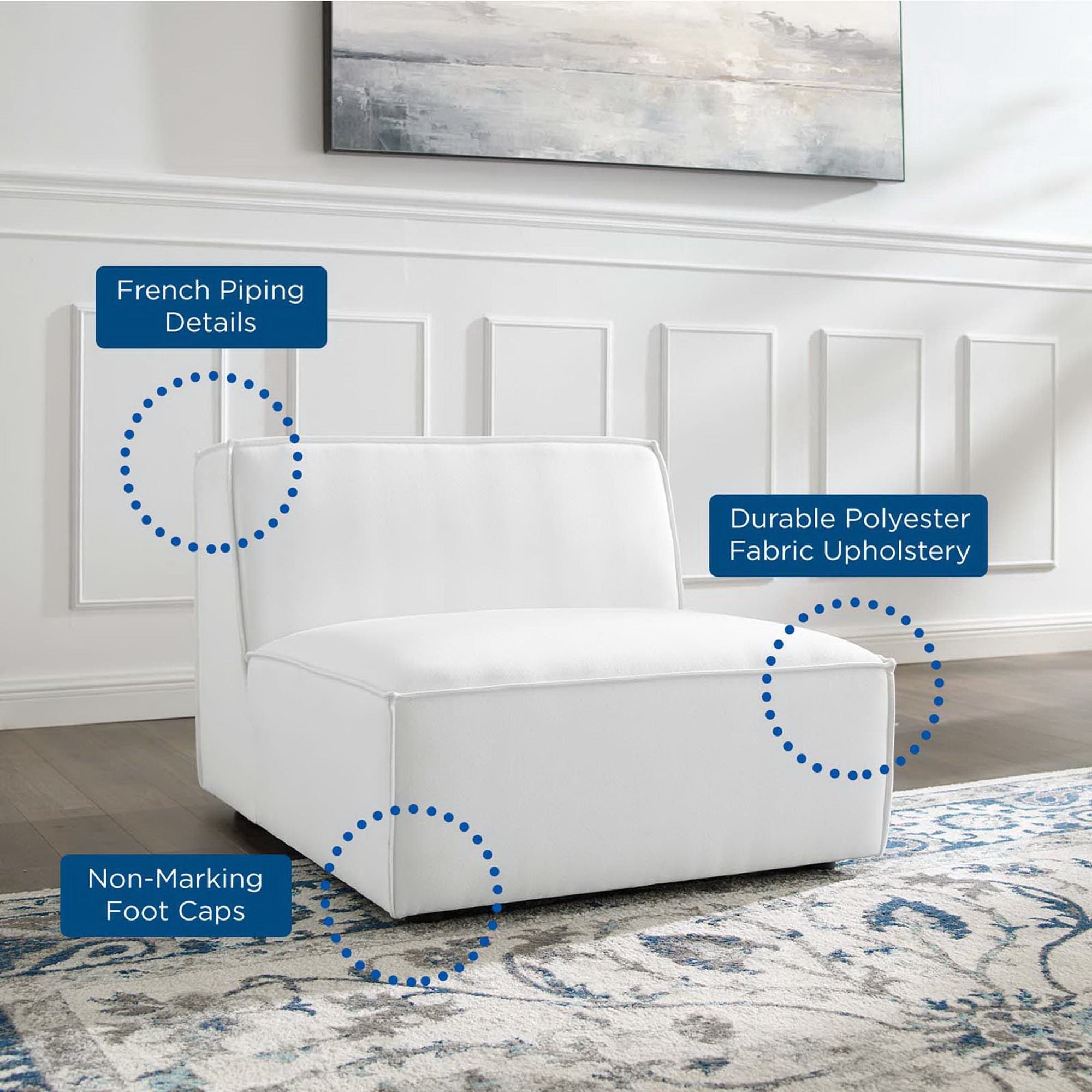 Restore Sectional Sofa Armless Chair - White