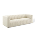 Reflection Channel Tufted Upholstered Fabric Sofa - Beige
