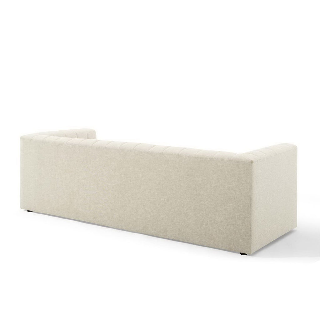 Reflection Channel Tufted Upholstered Fabric Sofa - Beige