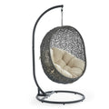 Hide Outdoor Patio Sunbrella Swing Chair With Stand - Gray Beige