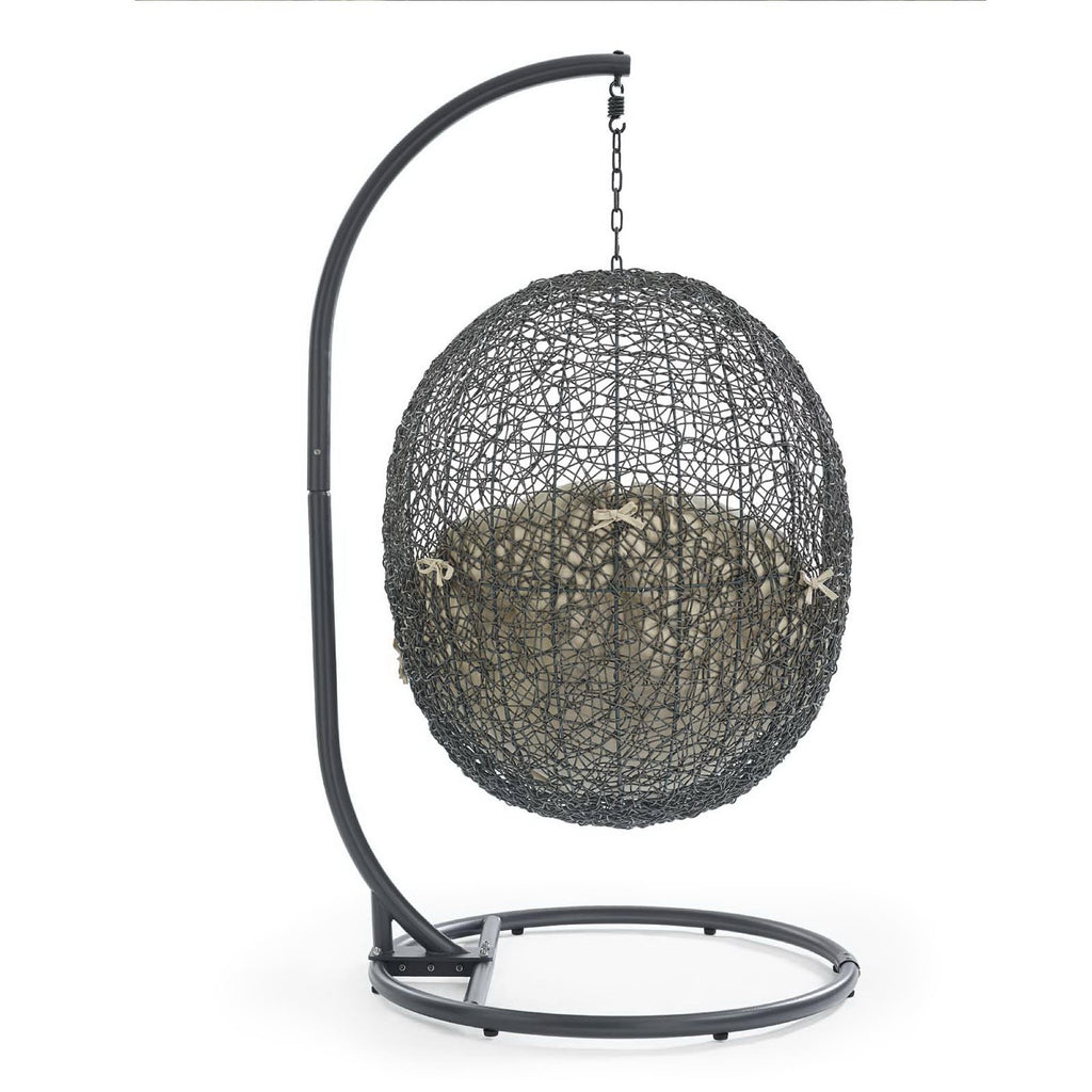 Hide Outdoor Patio Sunbrella Swing Chair With Stand - Gray Beige