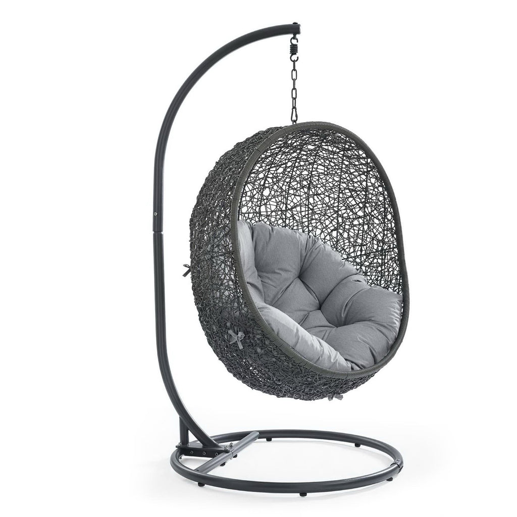 Hide Outdoor Patio Sunbrella Swing Chair With Stand - Gray Gray