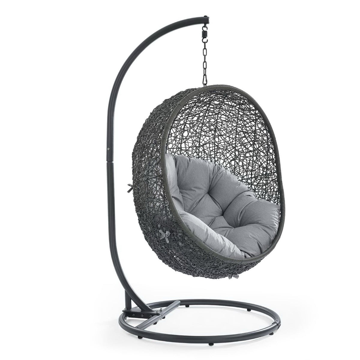 Hide Outdoor Patio Sunbrella Swing Chair With Stand - Gray Gray