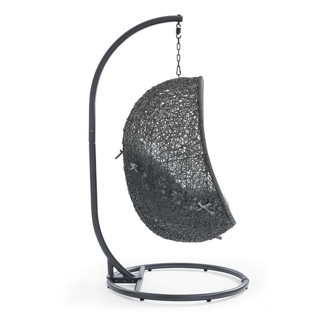 Hide Outdoor Patio Sunbrella Swing Chair With Stand - Gray Gray