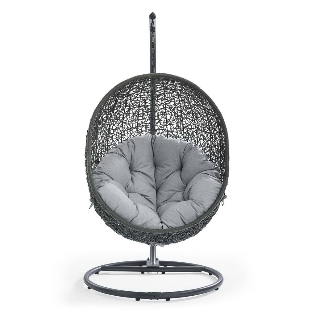 Hide Outdoor Patio Sunbrella Swing Chair With Stand - Gray Gray