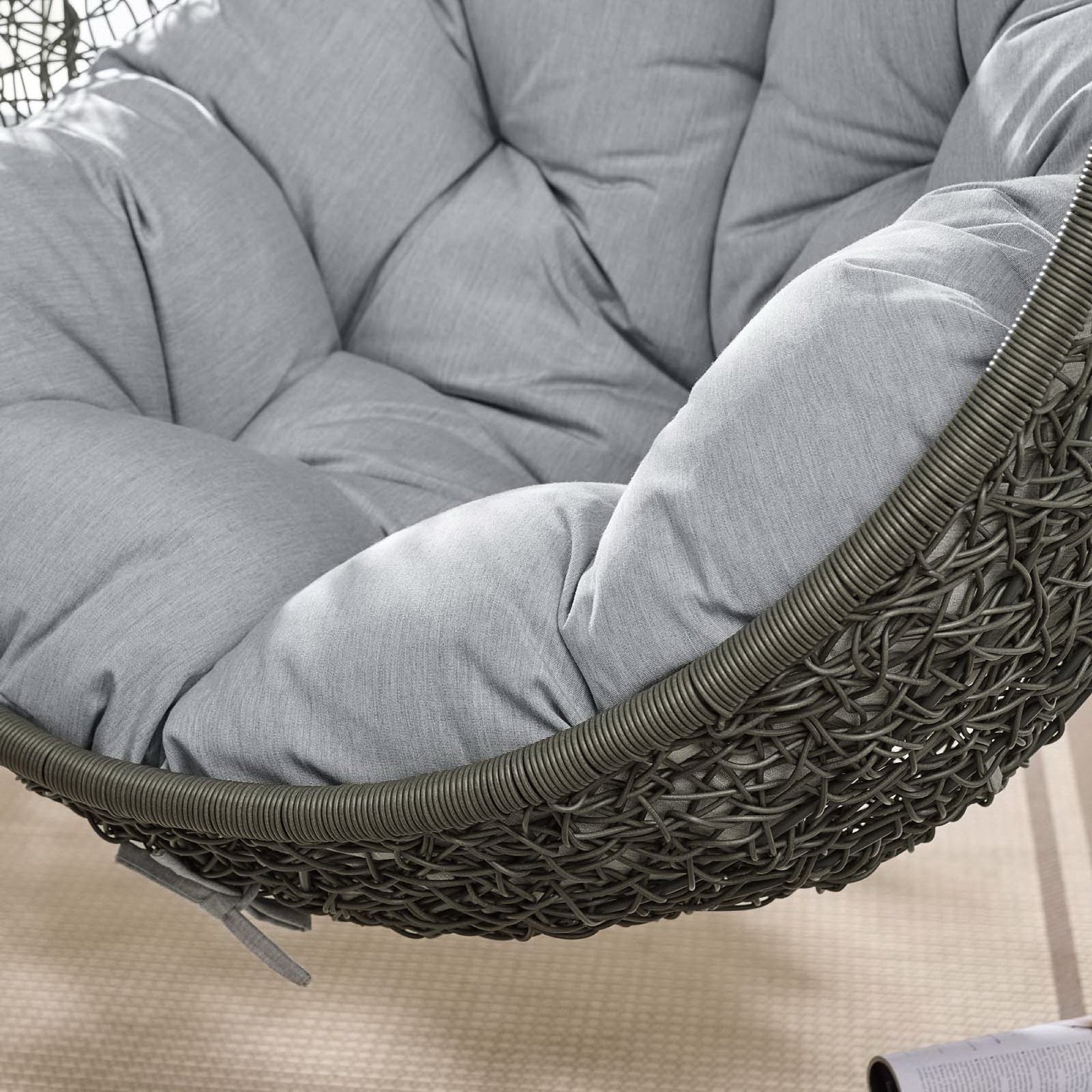 Hide Outdoor Patio Sunbrella Swing Chair With Stand - Gray Gray