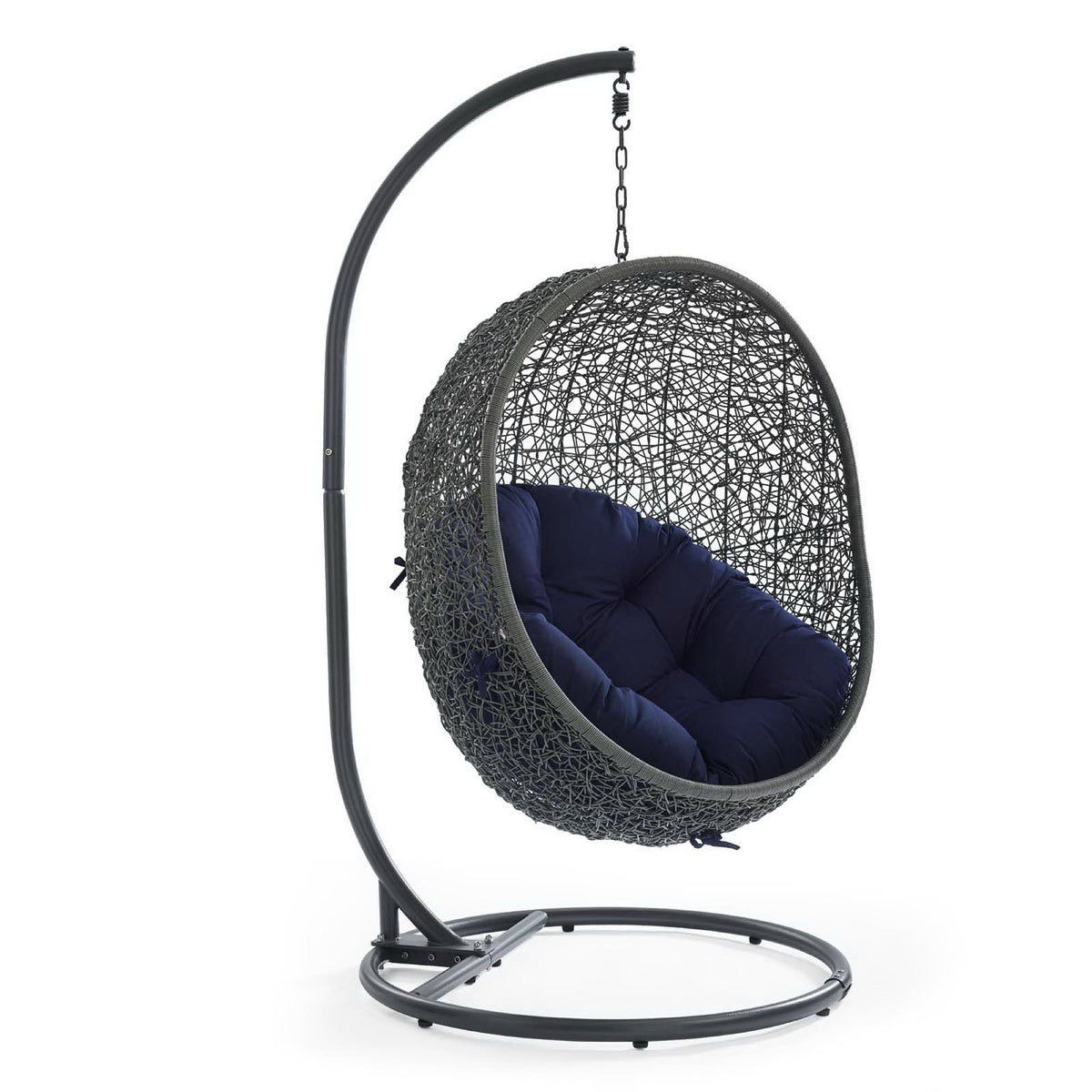 Hide Outdoor Patio Sunbrella Swing Chair With Stand - Gray Navy