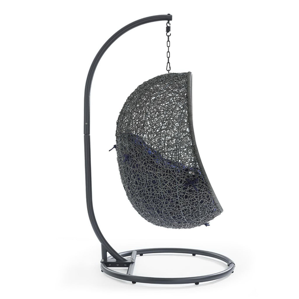 Hide Outdoor Patio Sunbrella Swing Chair With Stand - Gray Navy