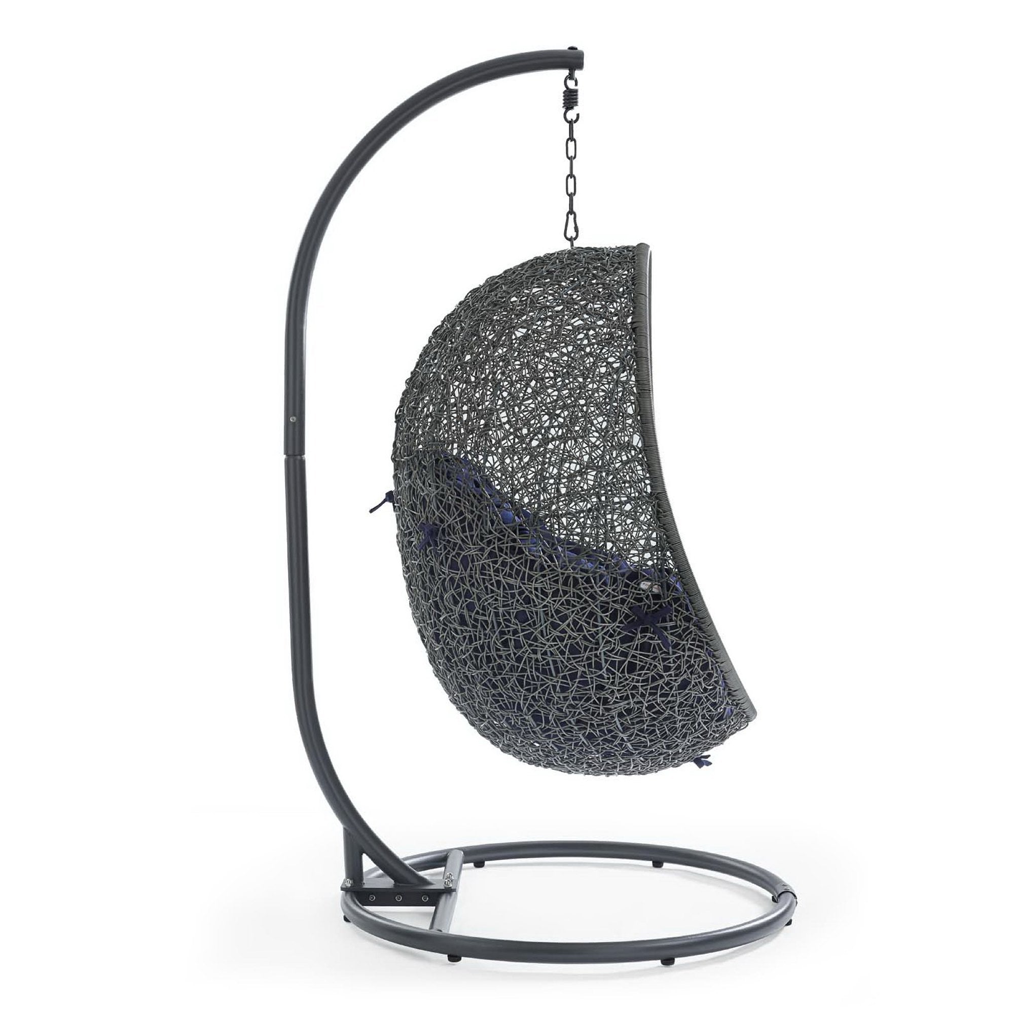 Hide Outdoor Patio Sunbrella Swing Chair With Stand - Gray Navy