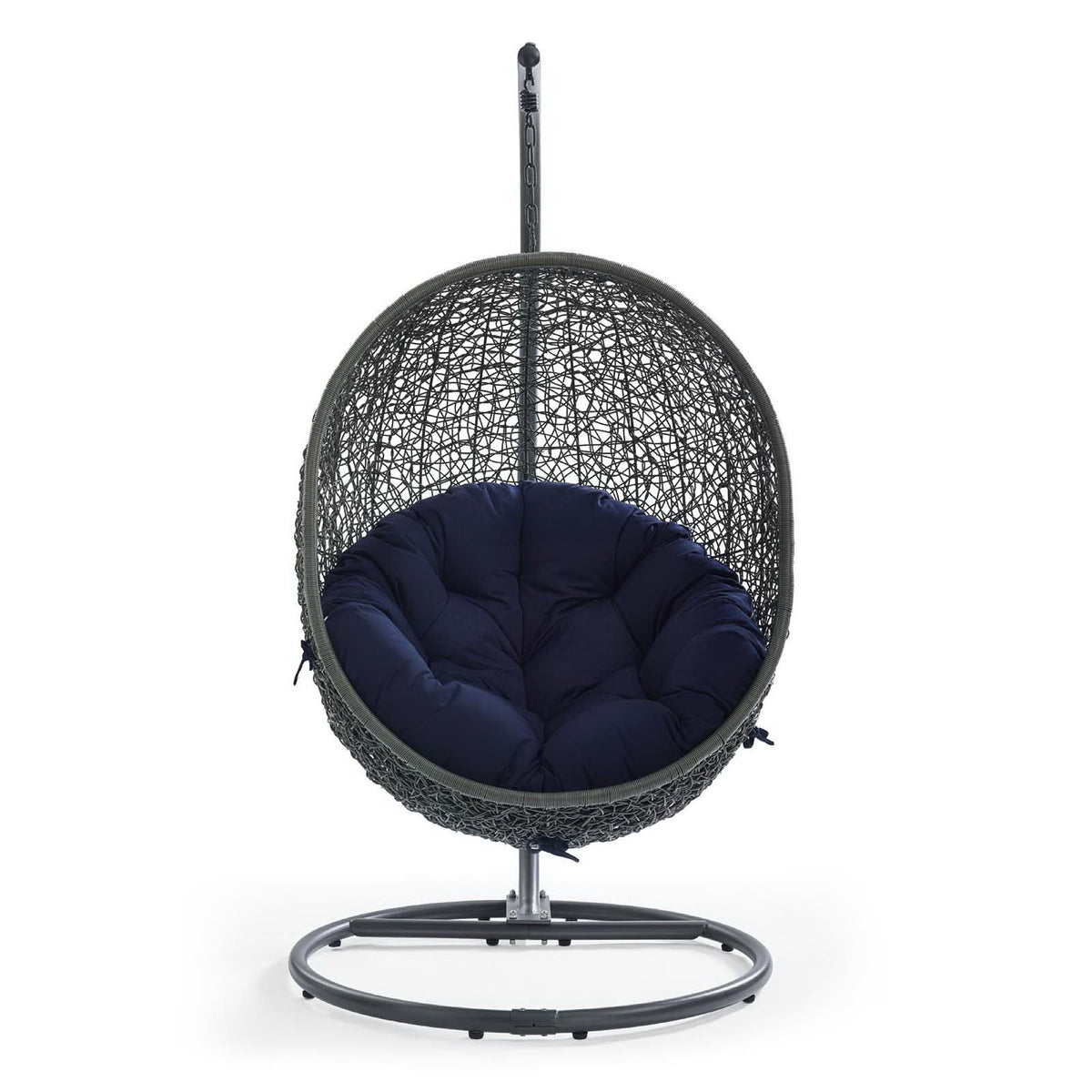 Hide Outdoor Patio Sunbrella Swing Chair With Stand - Gray Navy