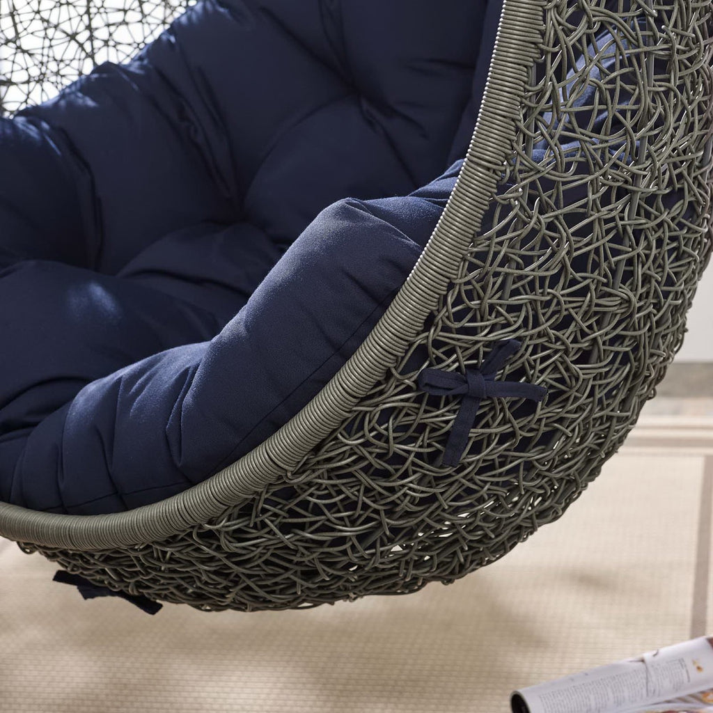 Hide Outdoor Patio Sunbrella Swing Chair With Stand - Gray Navy