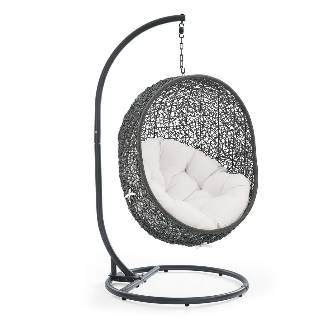 Hide Outdoor Patio Sunbrella Swing Chair With Stand - Gray White