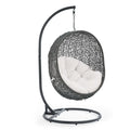 Hide Outdoor Patio Sunbrella Swing Chair With Stand - Gray White