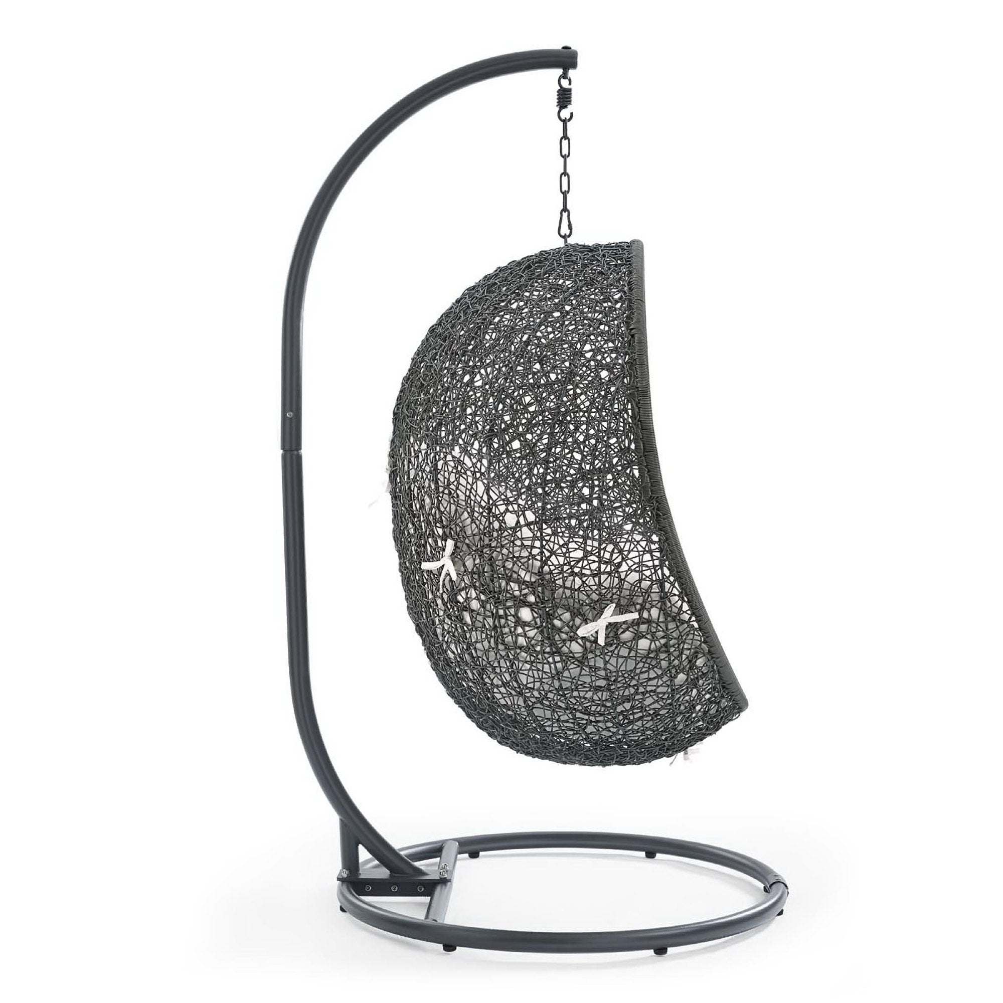 Hide Outdoor Patio Sunbrella Swing Chair With Stand - Gray White
