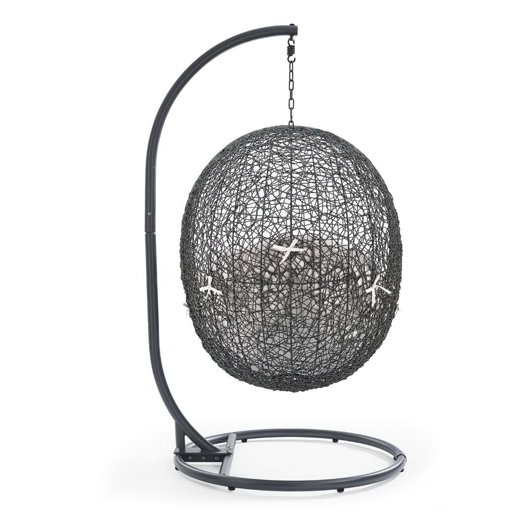 Hide Outdoor Patio Sunbrella Swing Chair With Stand - Gray White