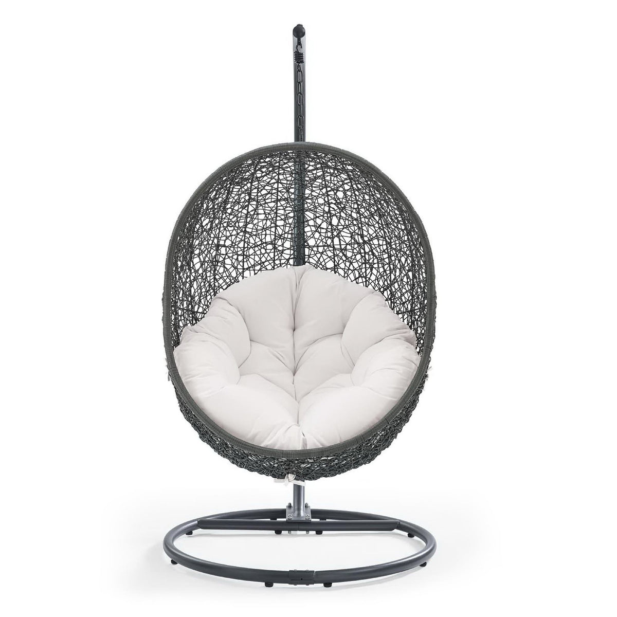 Hide Outdoor Patio Sunbrella Swing Chair With Stand - Gray White