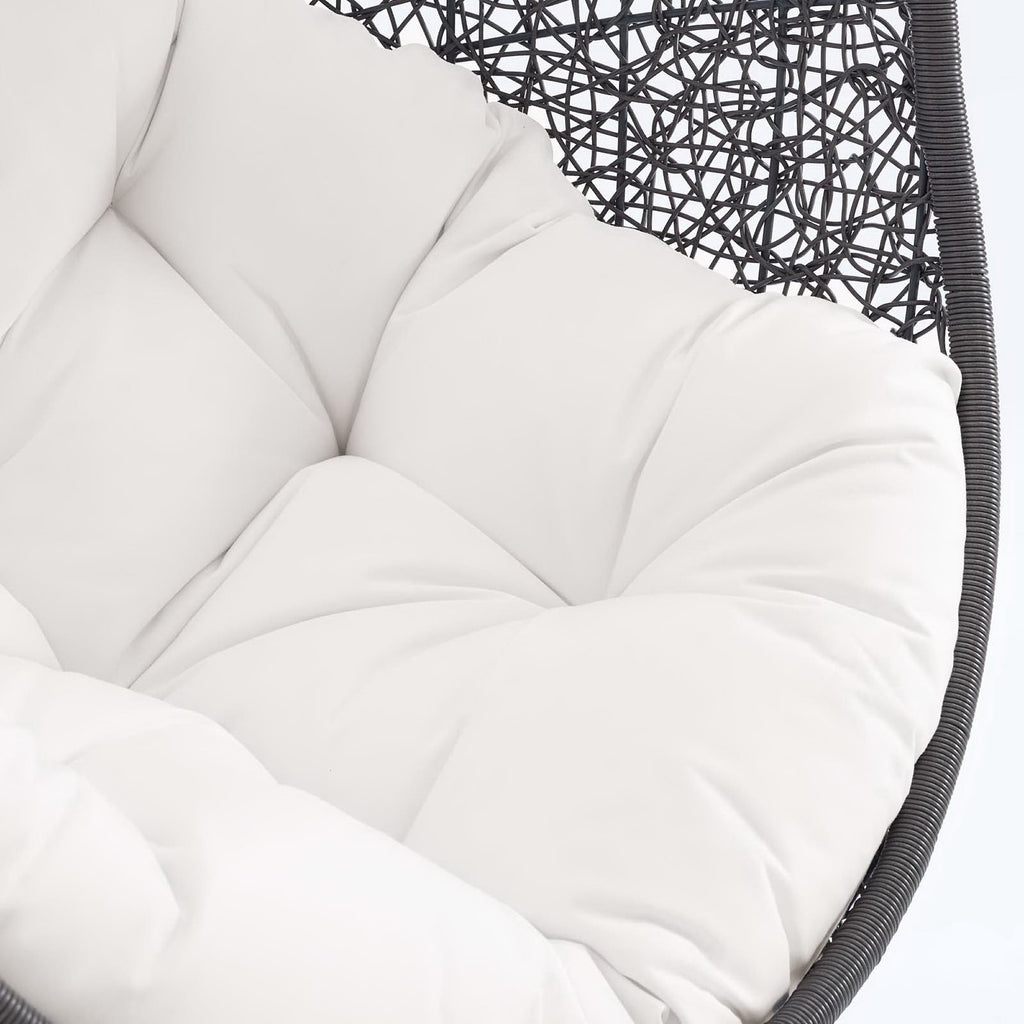 Hide Outdoor Patio Sunbrella Swing Chair With Stand - Gray White