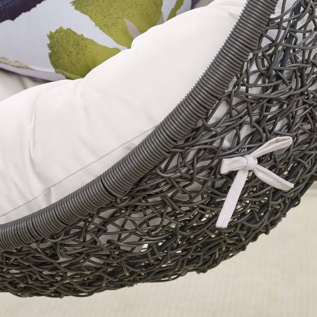 Hide Outdoor Patio Sunbrella Swing Chair With Stand - Gray White