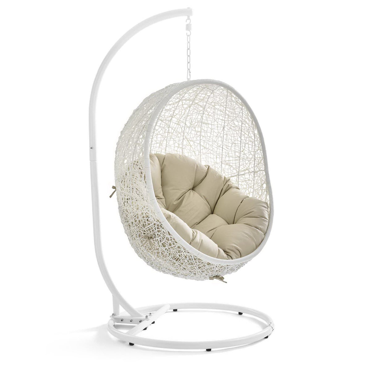 Hide Outdoor Patio Sunbrella Swing Chair With Stand - White Beige