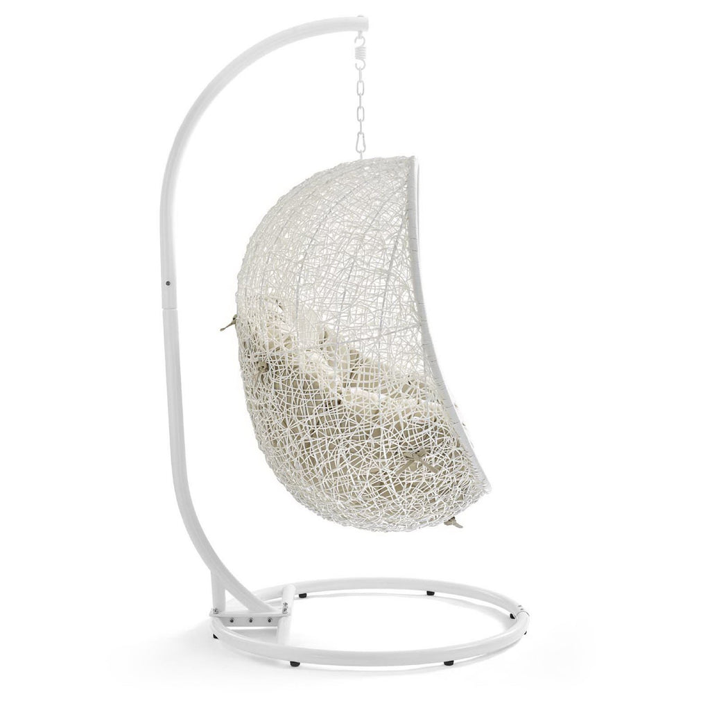 Hide Outdoor Patio Sunbrella Swing Chair With Stand - White Beige